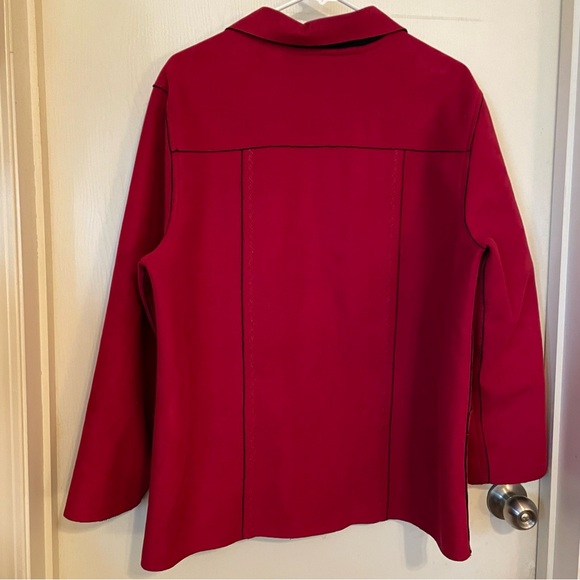 Alfred Dunner Jacket Red Faux Suede Women’s Size 14 Long Sleeve Pockets Coat - Picture 5 of 11
